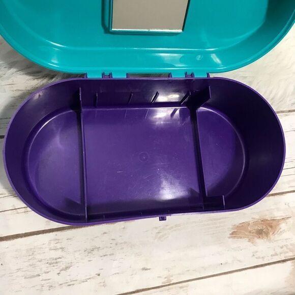 Vintage 90's Travel Case Box Makeup Teal Purple Cosmetic - Picture 13 of 14